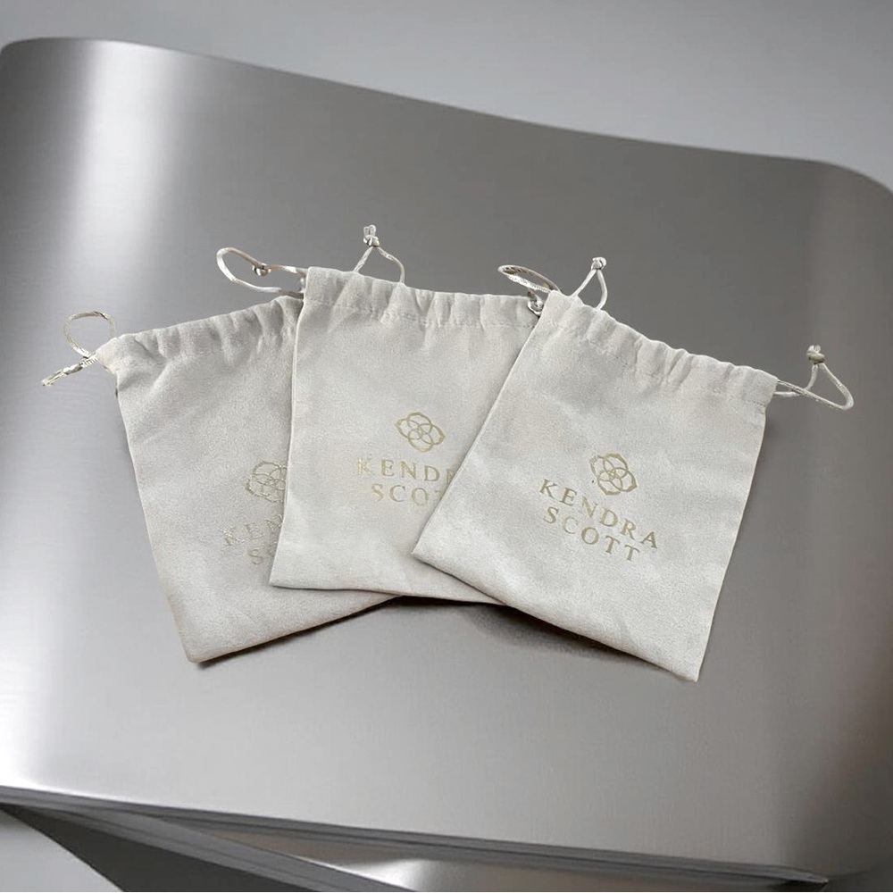 Kendra Scott silver gray Dust Bags set of 3  gold lettering drawstring 6x4 inch